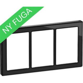 LK Fuga pure ramme glas 3x1½ modul sort