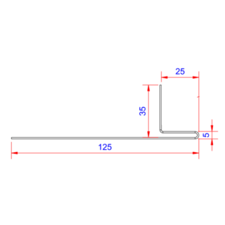 Lysningsprofil lodret hvid 35x125x3000 mm