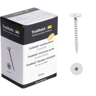 Troldtekt træbetonskrue hvid  t/træ og stål 4,2x55 mm, 100 stk/pk